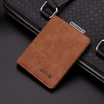 GU-II Men’s Retro Slim Leather Wallet | Stylish & Thin Short Purse for Men